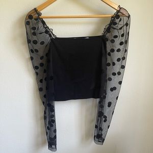 Zara Mesh Polka Dot Top size L